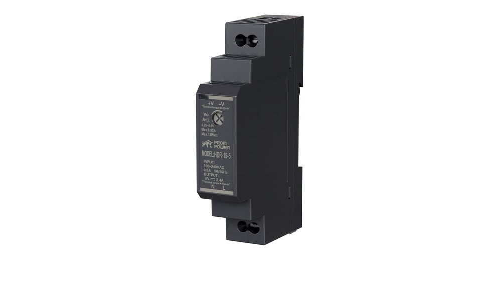 Источник питания PROMPOWER HDR-15-5, на вых. 5 В DC, 2.4А, 12Вт. Вх. 85-264В AC (120-370 В DC)