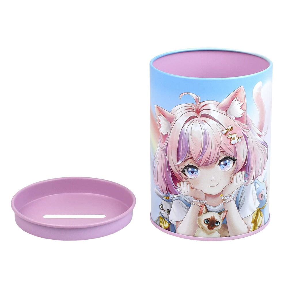 Копилка-подставка для канцелярских принадлежностей, 10,4х7,5х7,5 см. Коллекция "АНИМЕ С КОТИКАМИ":