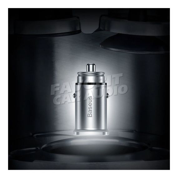 АЗУ 2USB Baseus Square 2100mAh металл QC3.0 серебряный