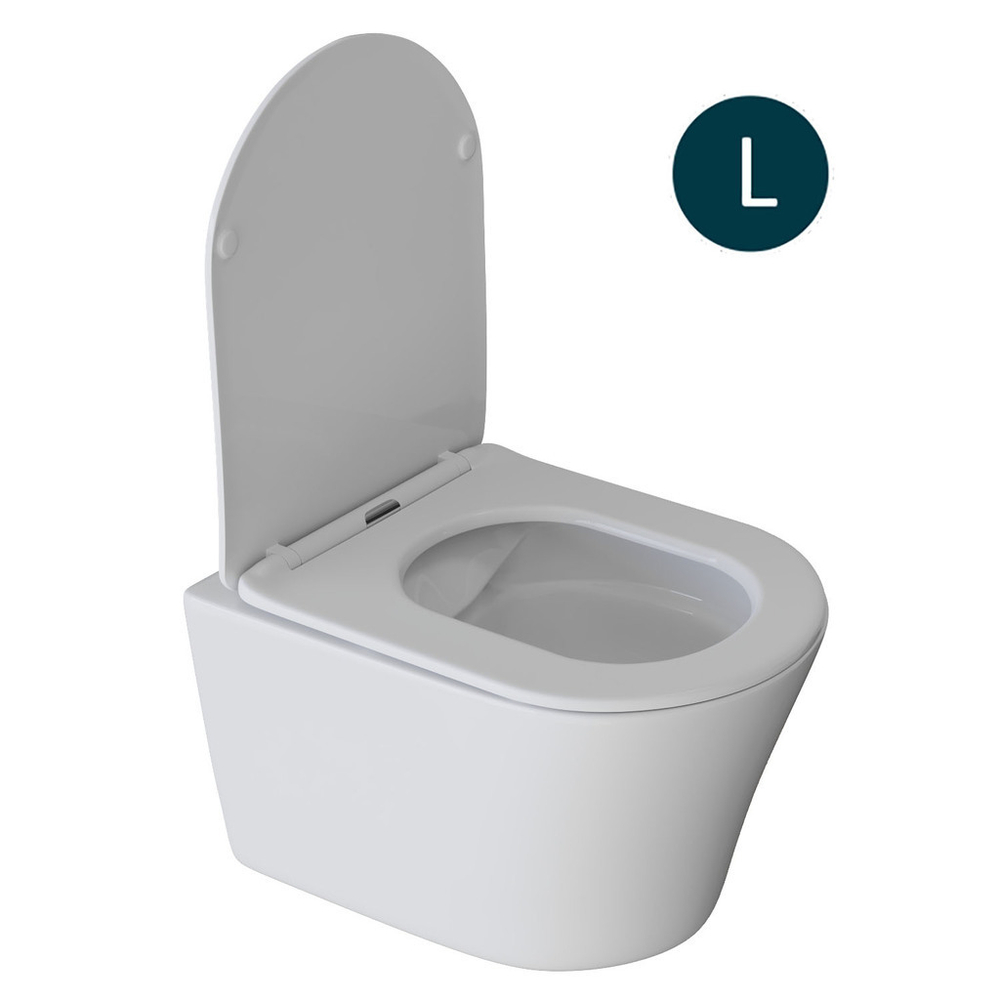 Унитаз подвесной безободковый WAVE TREND сид. дюропласт, м/л, быстр, БЕЛЫЙ глянец (L)