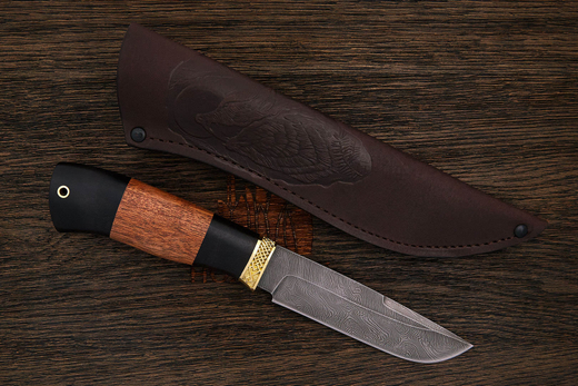 Нож туристический Эльбрус Волк, клинок 120мм, дамаск