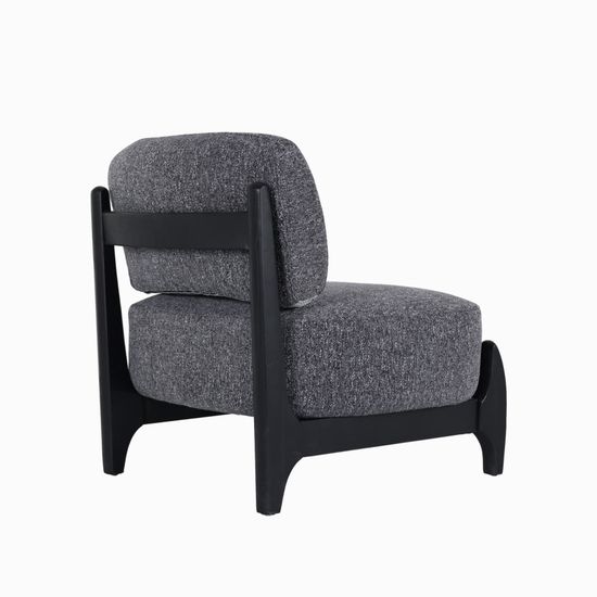 Кресло Judge черное дерево и серая ткань 