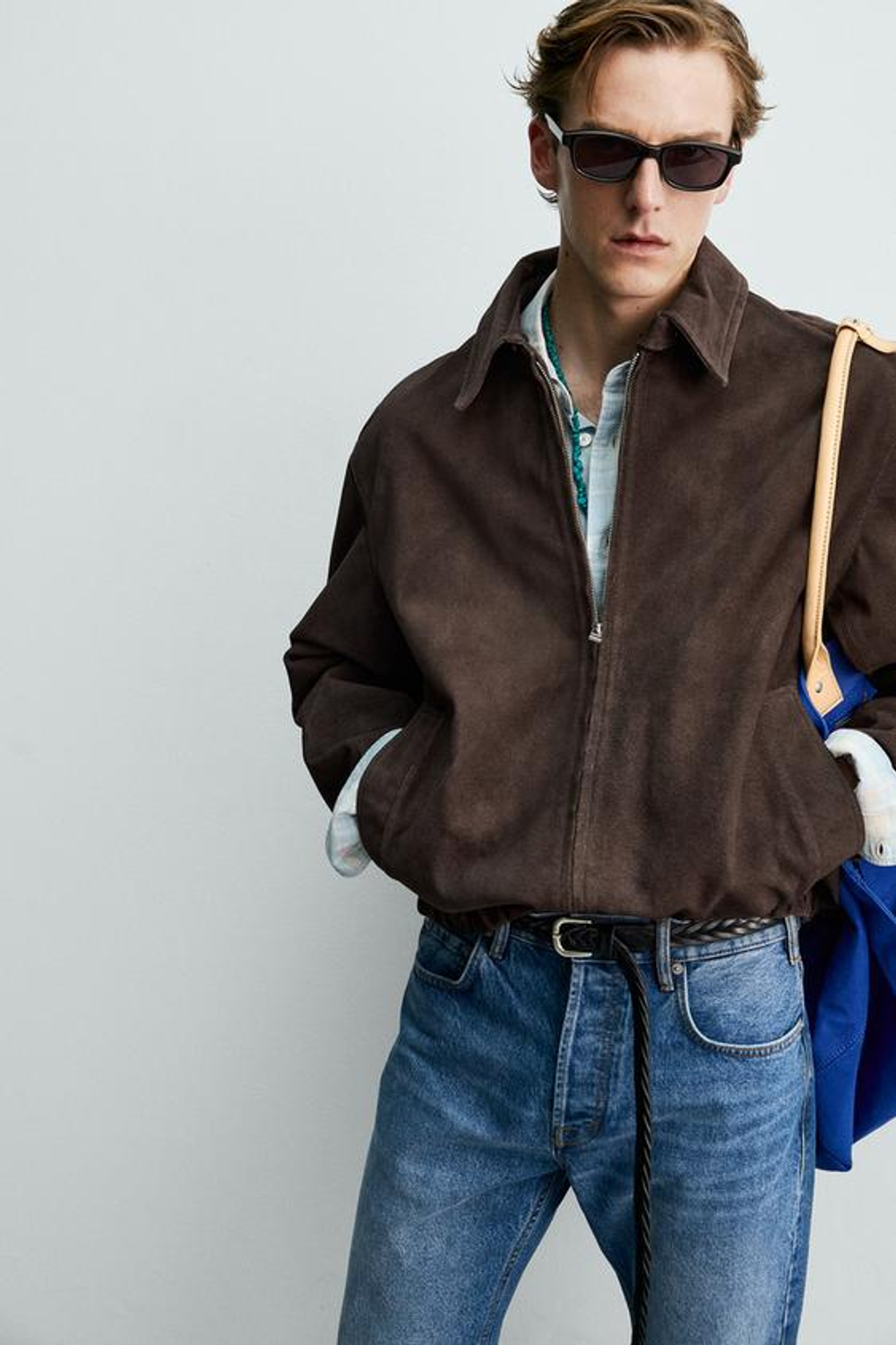 ZARA Х AARON LEVINE ЗАМШЕВАЯ КУРТКА REGULAR FIT, КОРИЧНЕВЫЙ