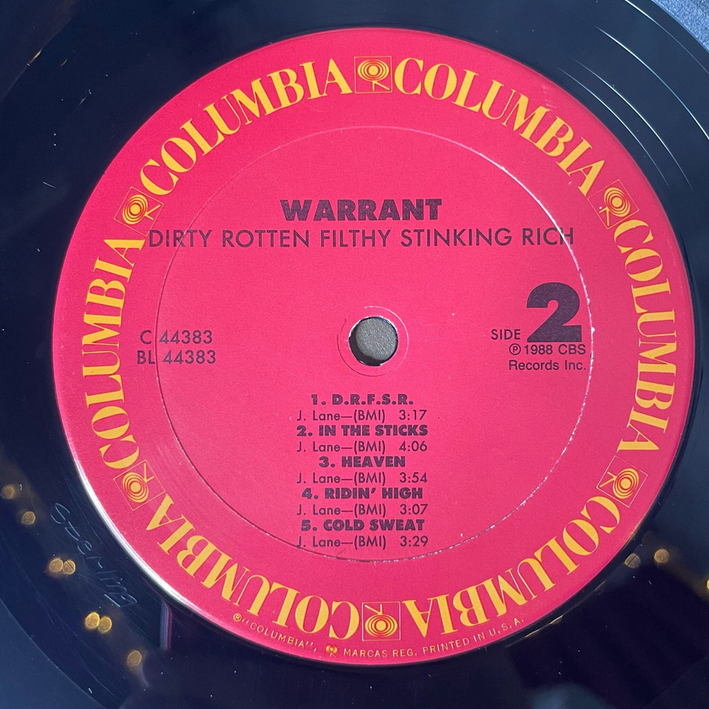Винтажная виниловая пластинка LP Warrant Dirty Rotten Filthy Stinking Rich (USA 1989)