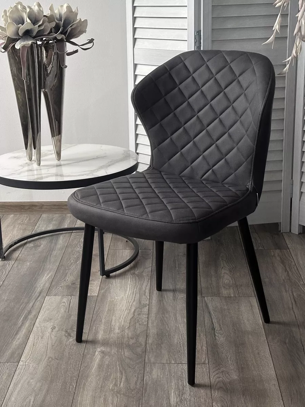 Стул МОНРО, цвет CYPRUS-13 темно-серый, искусственная замша / черный каркас М-City