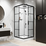 Душевая кабина Niagara Standart ST90/15QR/KL/BKT (90х90х225) низкий поддон(15см),черный,стекло прозрачное,3 места