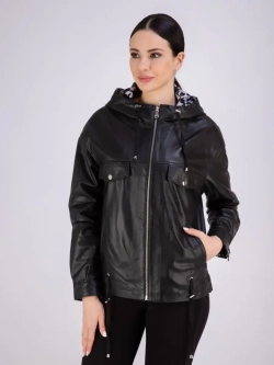 Куртка женская из натуральной кожи с капюшоном Турция