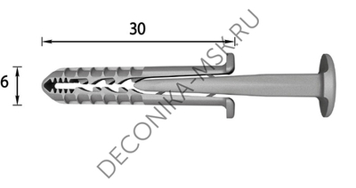 Крепеж для плинтуса ИзиФикс Дюбель-гвоздь 6х30 ПВХ КПИФ-6х30-Ф50 (уп/50шт)
