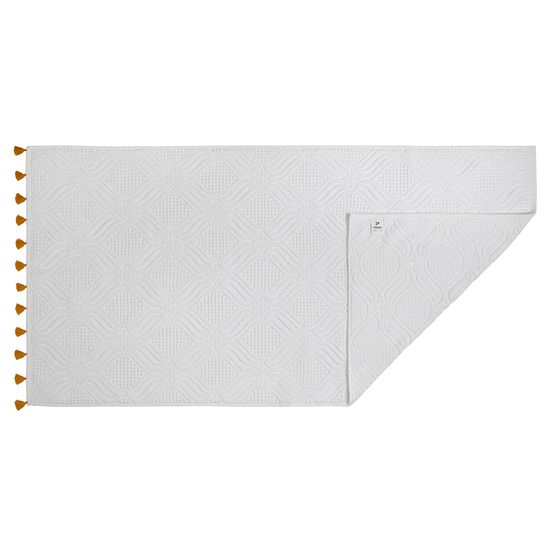 Полотенце банное белое, с кисточками цвета карри из коллекции essential, 70х140 см