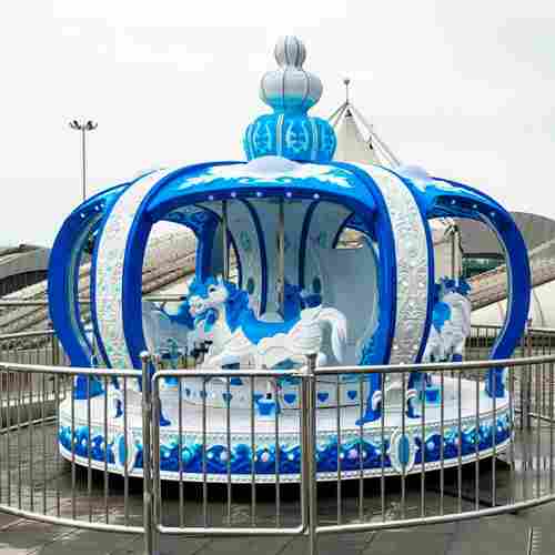 Детская электрическая карусель «Снежная корона» синяя, 12 мест
