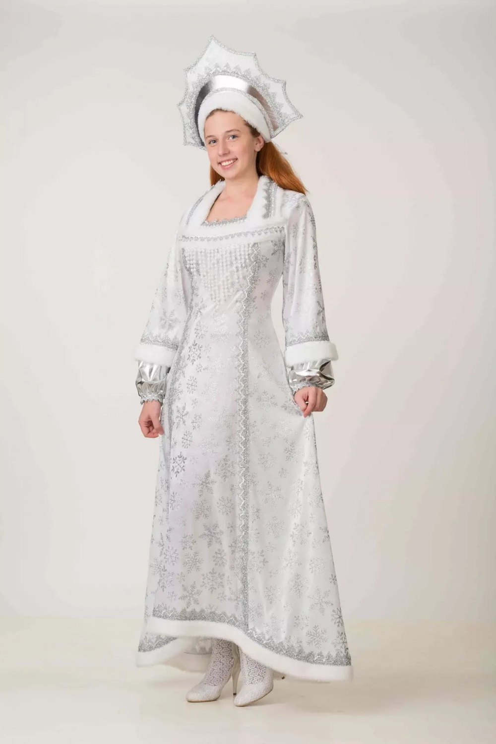 Карнавальный костюм Снегурочка Снежная (платье, кокошник) р.48, Батик (320-48)