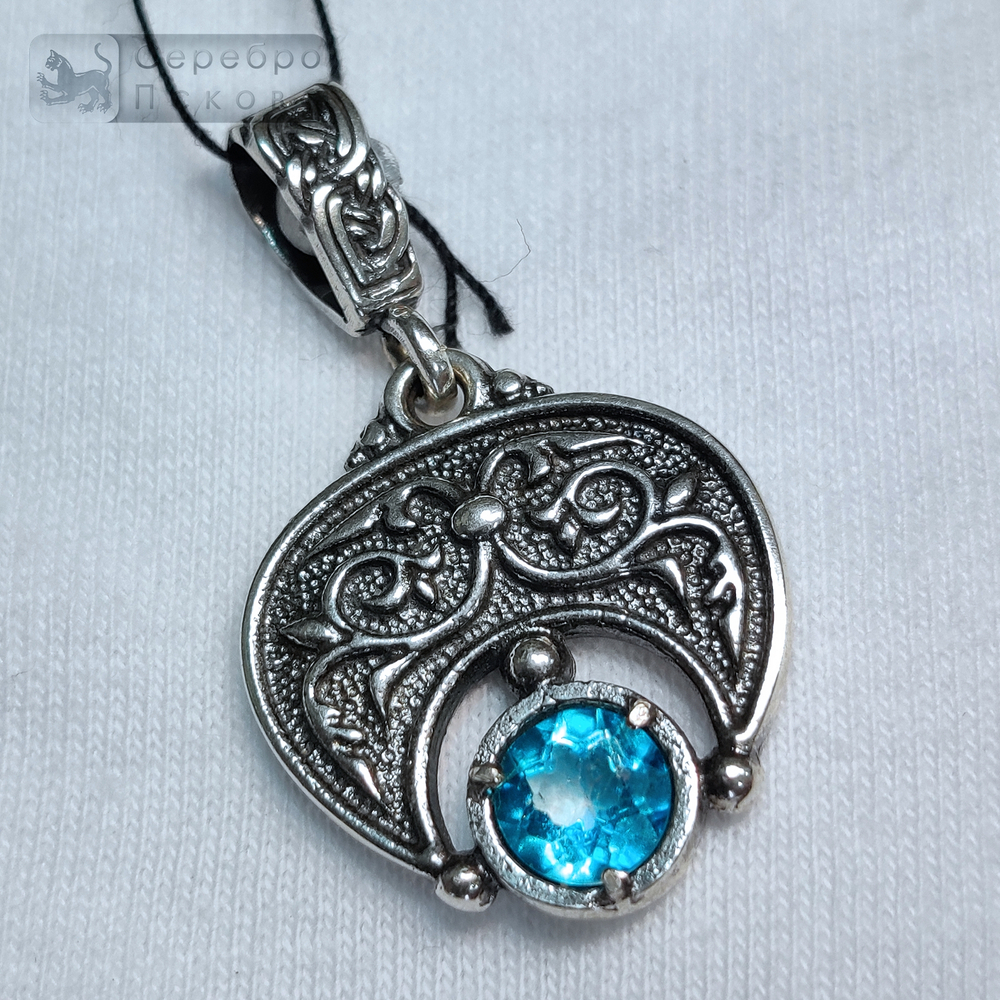 Подвеска "Лунница" аметист/голубой топаз