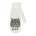 Варежки "Кот" белый/серый р. 14, 1 шт.
