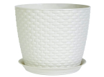 Кашпо Ротанг 1л с поддоном (белый ротанг)