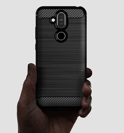Чехол на Nokia 8.1 (X7) цвет Black (черный), серия Carbon от Caseport