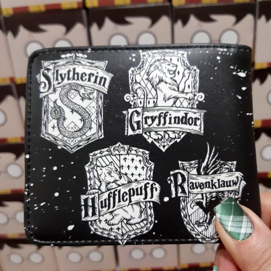 Кошелек-картхолдер Гарри Поттер Хогвартс. 4 факультета, р-р 11х9,5см (черный)