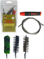 Набор для чистки оружия 20 калибра в ПЛАСТИКОВОМ КЕЙСЕ с металлическим 7мм шомполом в оплетке.