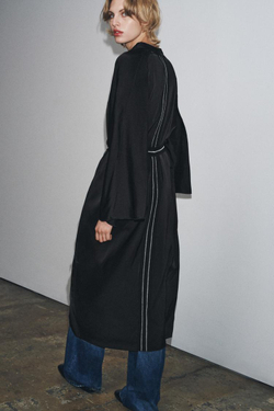 ZARA ПЛАТЬЕ-ТУНИКА С ОТДЕЛОЧНОЙ СТРОЧКОЙ ZW COLLECTION, ЧЕРНЫЙ