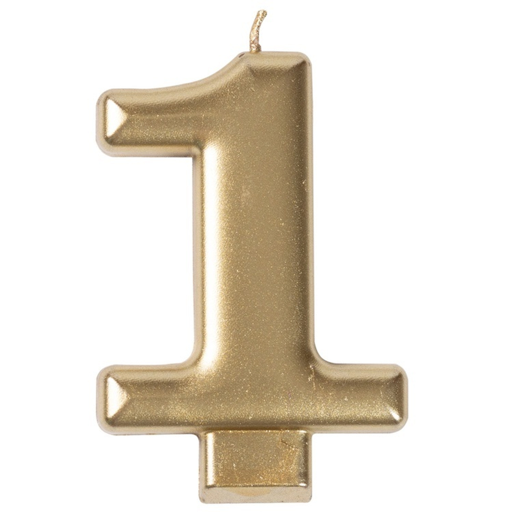 Свечи-цифры на торт в золотом цвете 8 см