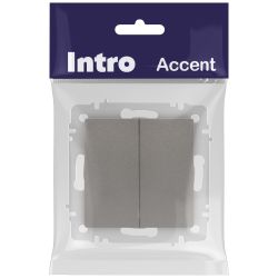 Переключатель Intro Accent 6-107-09 двойной, 10А-250В, IP20, СУ, AL/CU, титан | Intro