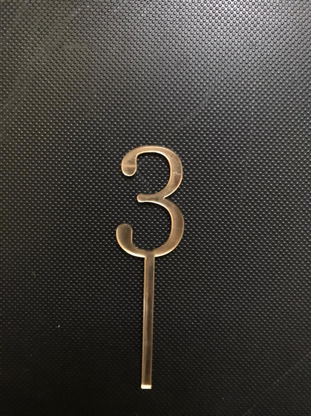 Топпер / Цифра мини "3" / акрил зеркальный золото