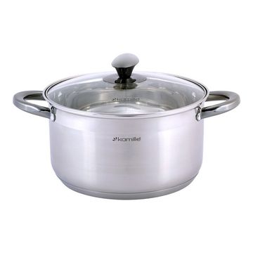 Кастрюля 5 л. из нержавеющей стали Kamille KM-4924 с черными ручками