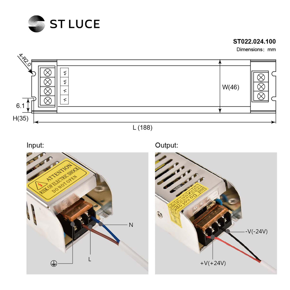 ST022.024.100 Блок питания для светодиодной ленты ST-Luce