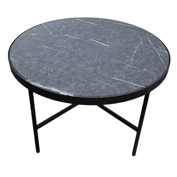 Стол журнальный МеталлАрт М011 черный мрамор/черный большой
