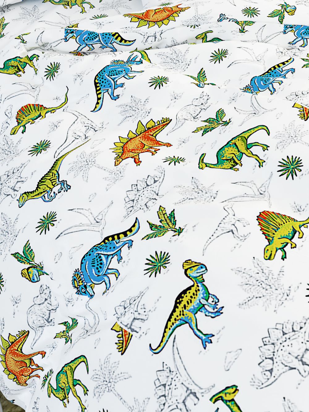 Простынь на резинке Сказка "Динозавры" 160х200 см, перкаль