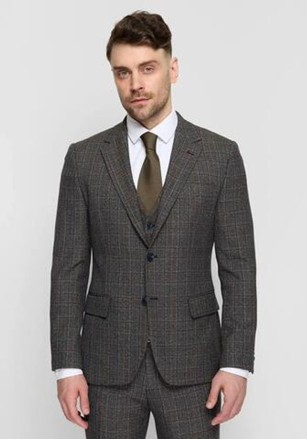Мужской классический костюм тройка (серый) в клетку А18