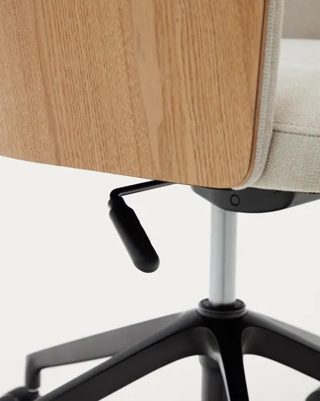 Рабочее кресло на колесиках Madai, бежевый шенилл, шпон ясеня