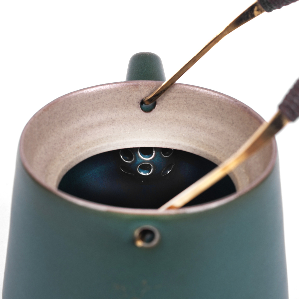 312121 Чайник МРАМОР "Зеленый" с металлич. ручкой. Сито в носике "Груша", 200мл, фарфор, зеленый