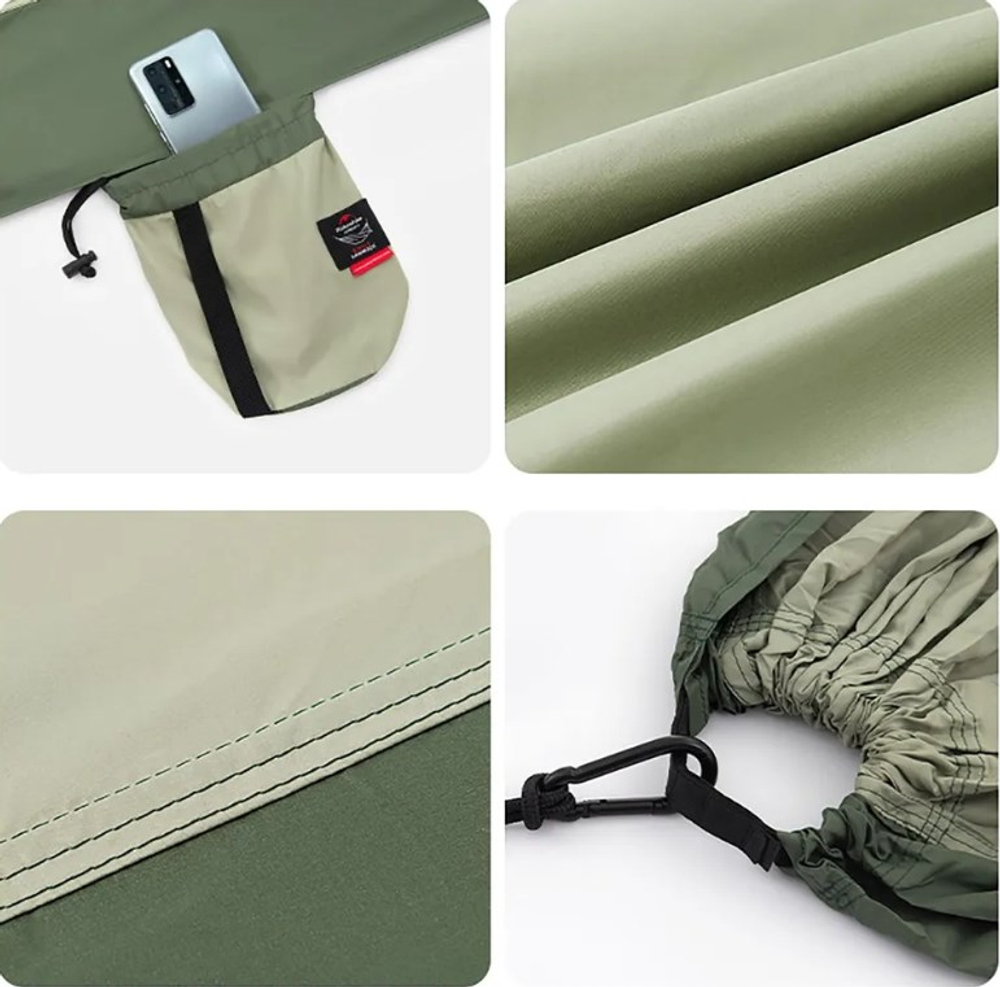 Гамак Naturehike без планок, туристический, эпонж, зеленый, артикул NH21DC011-SGU