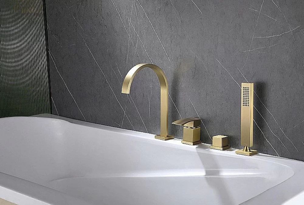 Смеситель для ванны Abber Wasserfall AF8613G золото матовое