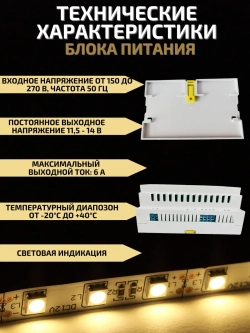 Блок питания для светодиодной ленты 72 Вт 12 В