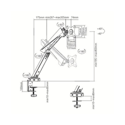 Настольный кронштейн с газлифтом Brateck LDT39-C012U RGB для 1 монитора (17"-32")