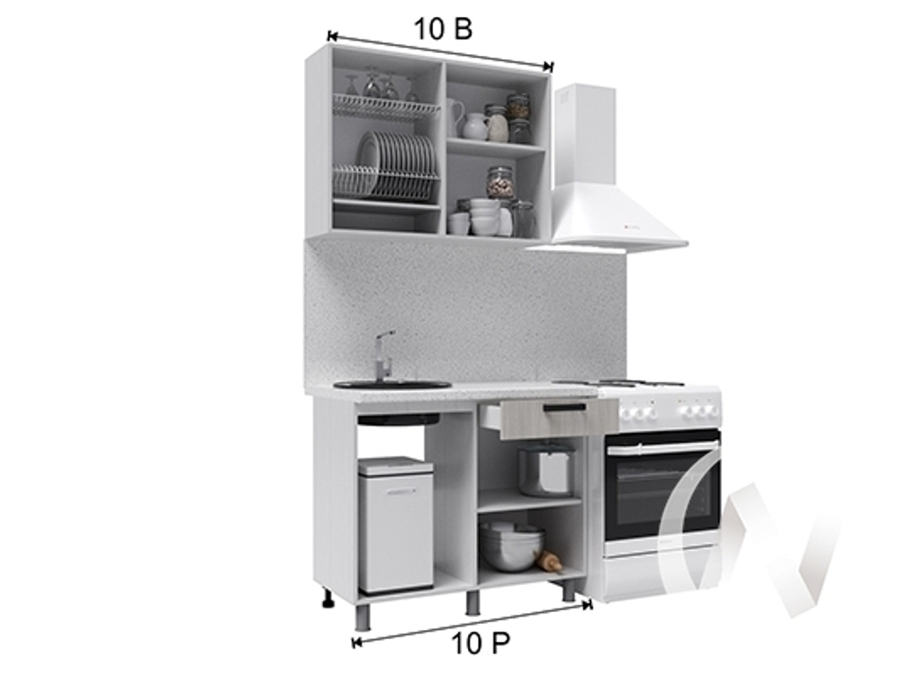 Кухня Лаура 1.0м (корпус белый/клен белый) 38мм королевский опал