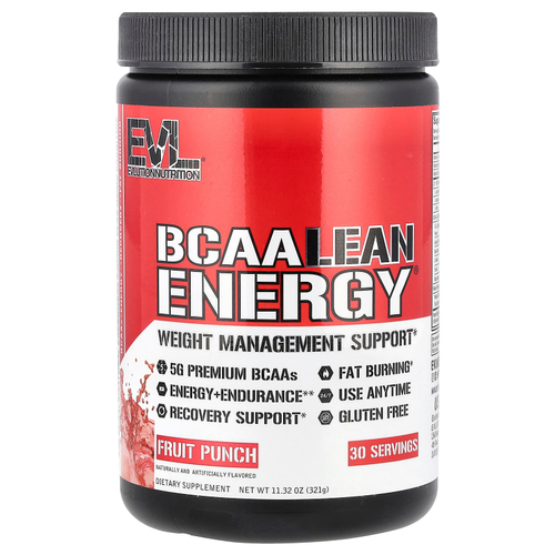 EVLution Nutrition, BCAA LEAN ENERGY, фруктовый пунш, 321 г (11,32 унции)