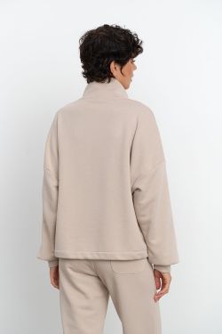 Олимпийка на молнии из премиум футера серо-бежевого цвета