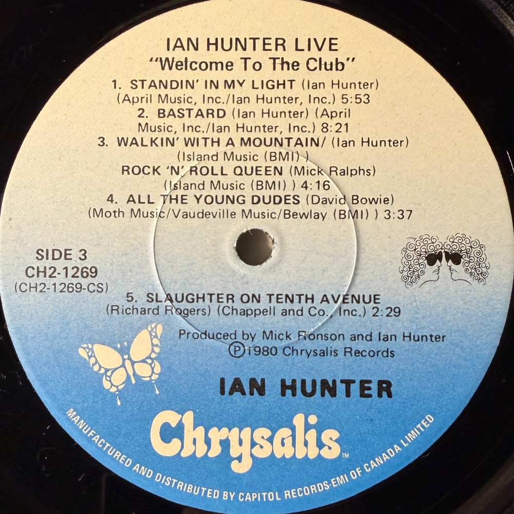Ian Hunter ‎– Welcome To The Club - Live 2LP (Канада 1980г.)