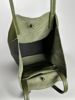 Женская зеленая сумка-шоппер из натуральной кожи