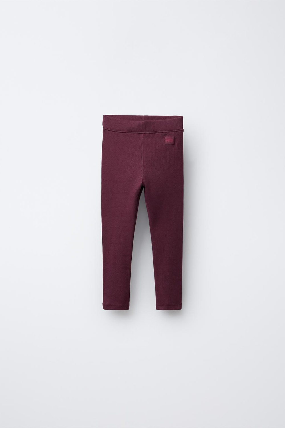 ZARA ЛЕГИНСЫ В РУБЧИК С НАШИВКОЙ, ТЕМНО-БАКЛАЖАНОВЫЙ