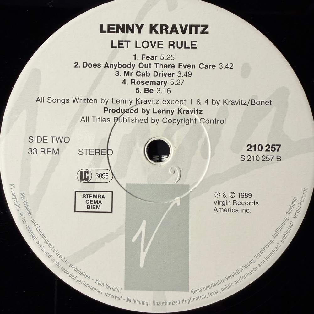 Lenny Kravitz – Let Love Rule (Европа 1989г.)