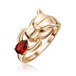 Кольцо «Пантера» из красного золота с гранатом