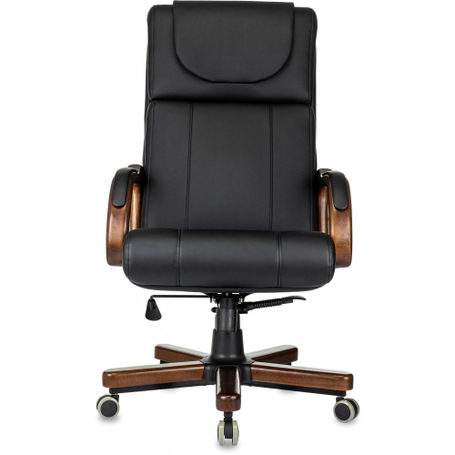 Кресло руководителя Бюрократ T-9933WALNUT, Экокожа, Черная