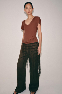 ZARA СВОБОДНАЯ ФУТБОЛКА С КОРОТКИМИ РУКАВАМИ, ЦВЕТ РОЗОВОГО МЕЛА