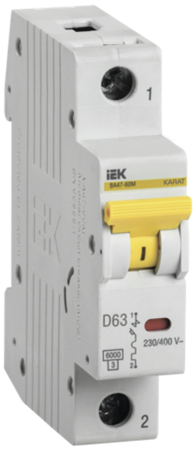 KARAT Автоматический выключатель ВА47-60M 1P D 63А 6кА IEK