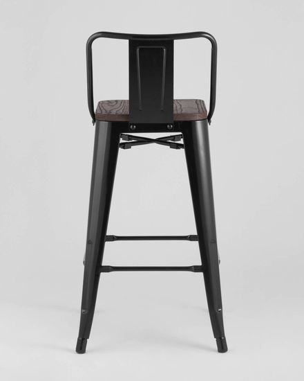 Стул полубарный TOLIX WOOD со спинкой черный глянцевый