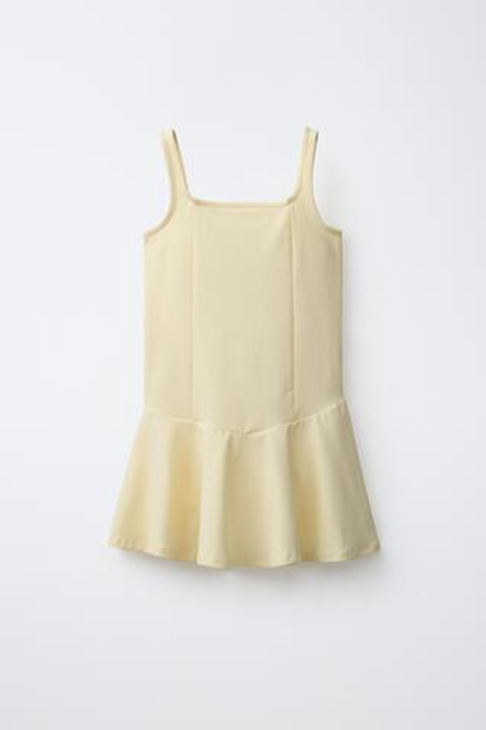 ZARA ПЛАТЬЕ С РАСКЛЕШЕННОЙ ЮБКОЙ, ПАСТЕЛЬНО-ЖЕЛТЫЙ