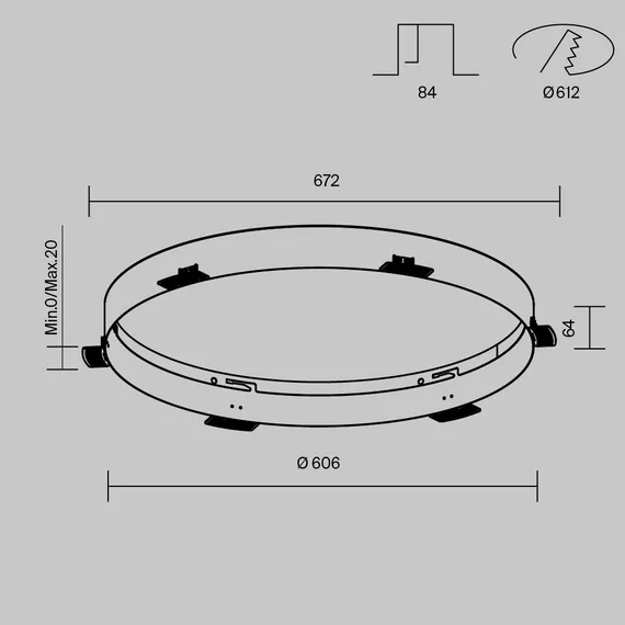 Аксессуар для встраиваемого монтажа светильников Zon Technical dla032-trs90-w